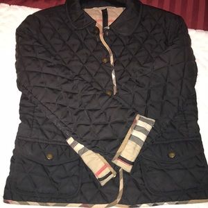 Black quilted Burberry jacket
